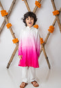 Fuschia Shaded kurta with motif set for boys