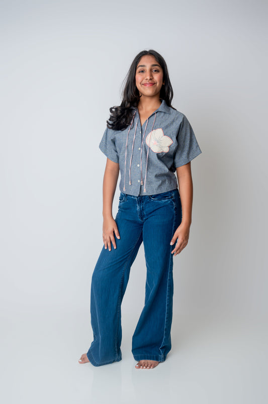 Contrast accent Chambray shirt-1