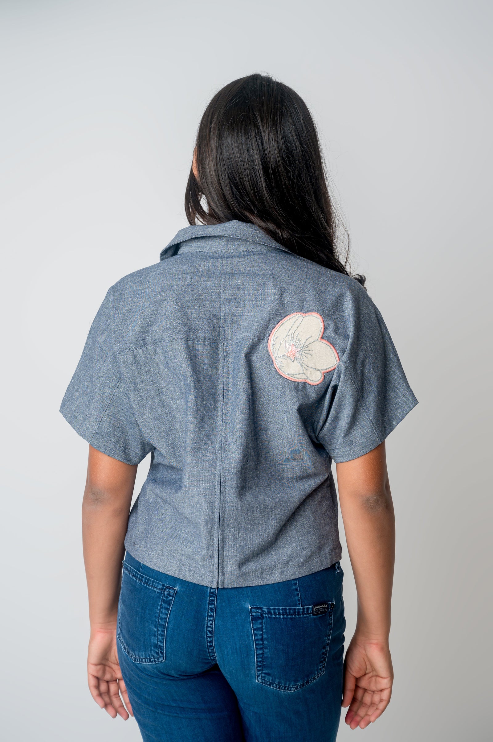 Contrast accent Chambray shirt-4