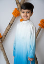 Cobalt Shaded kurta with motif set for boys