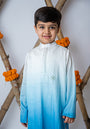 Cobalt Shaded kurta with motif set for boys