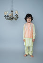 Peach Mirror embroidery bandhgala set for boys