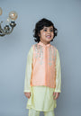 Peach Mirror embroidery bandhgala set for boys