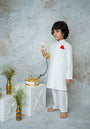 Ivory Silk sherwani with contrast detailing for  boys