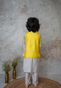 Yellow Mirror embroidery bandhgala set for boys