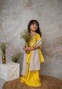 Yellow Mirror embroidery cut out sharara with dupatta for infant girls