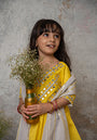 Yellow Mirror embroidery cut out sharara with dupatta for infant girls