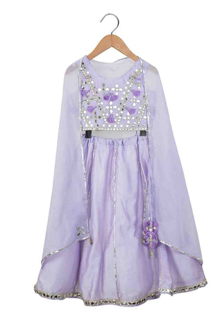 Lilac Mirror embroidery lehnga with dupatta for infant girls