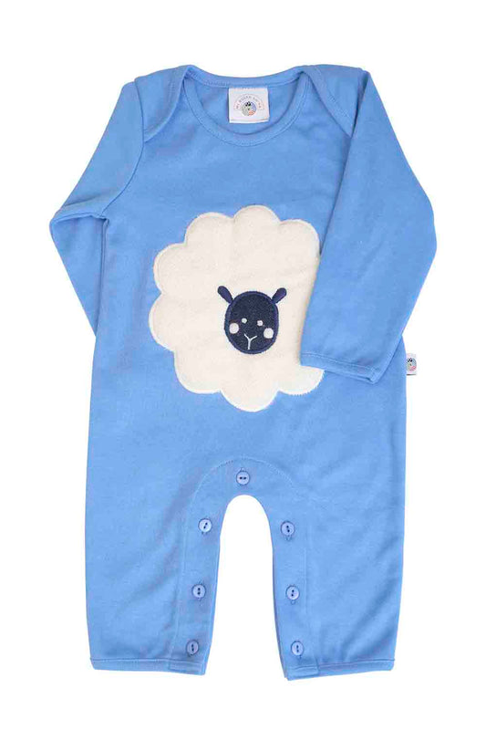 Fluffy embroidered sheep  sleepsuit for boys-1