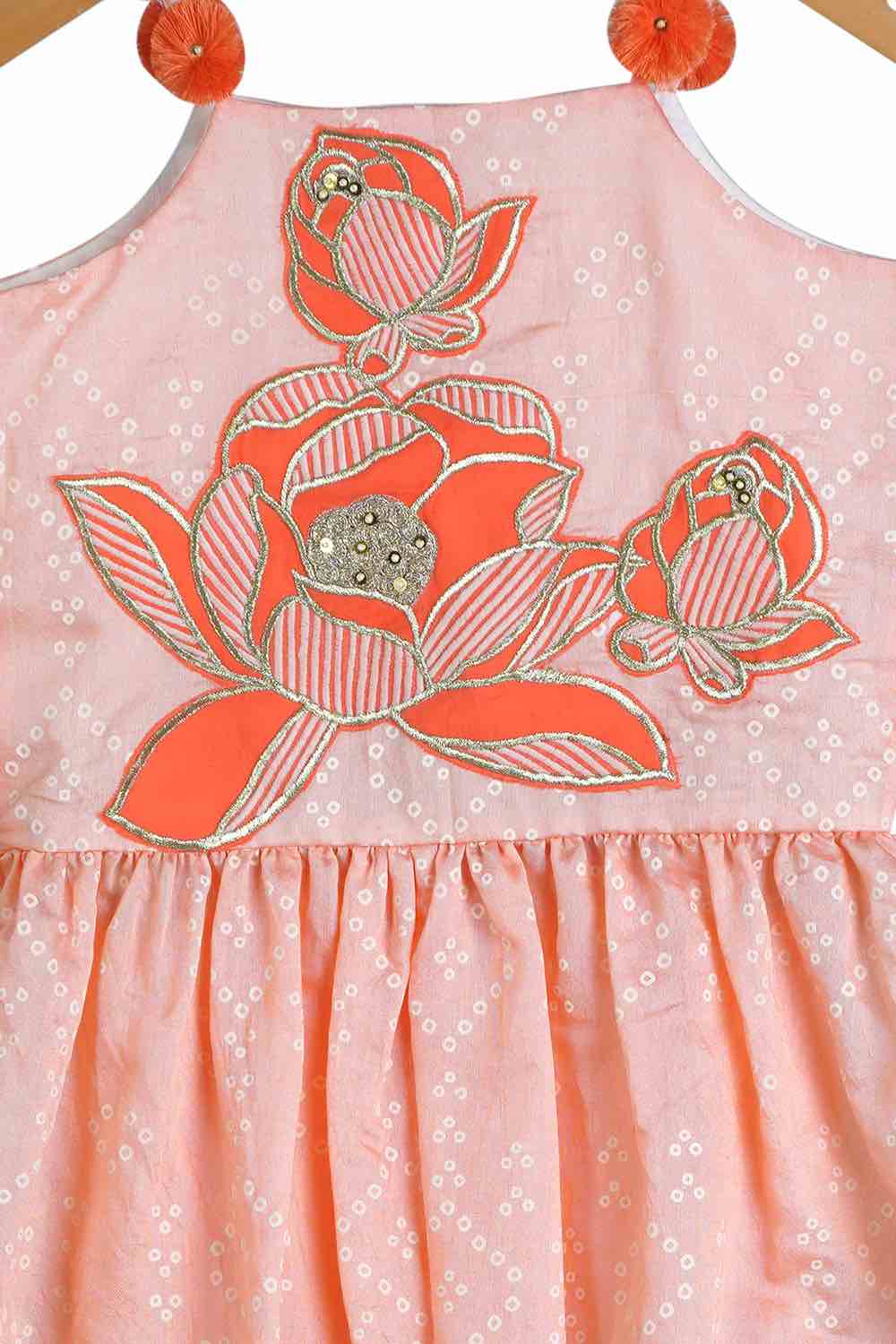 Bandhej Sharara with floral embroidery set for infant