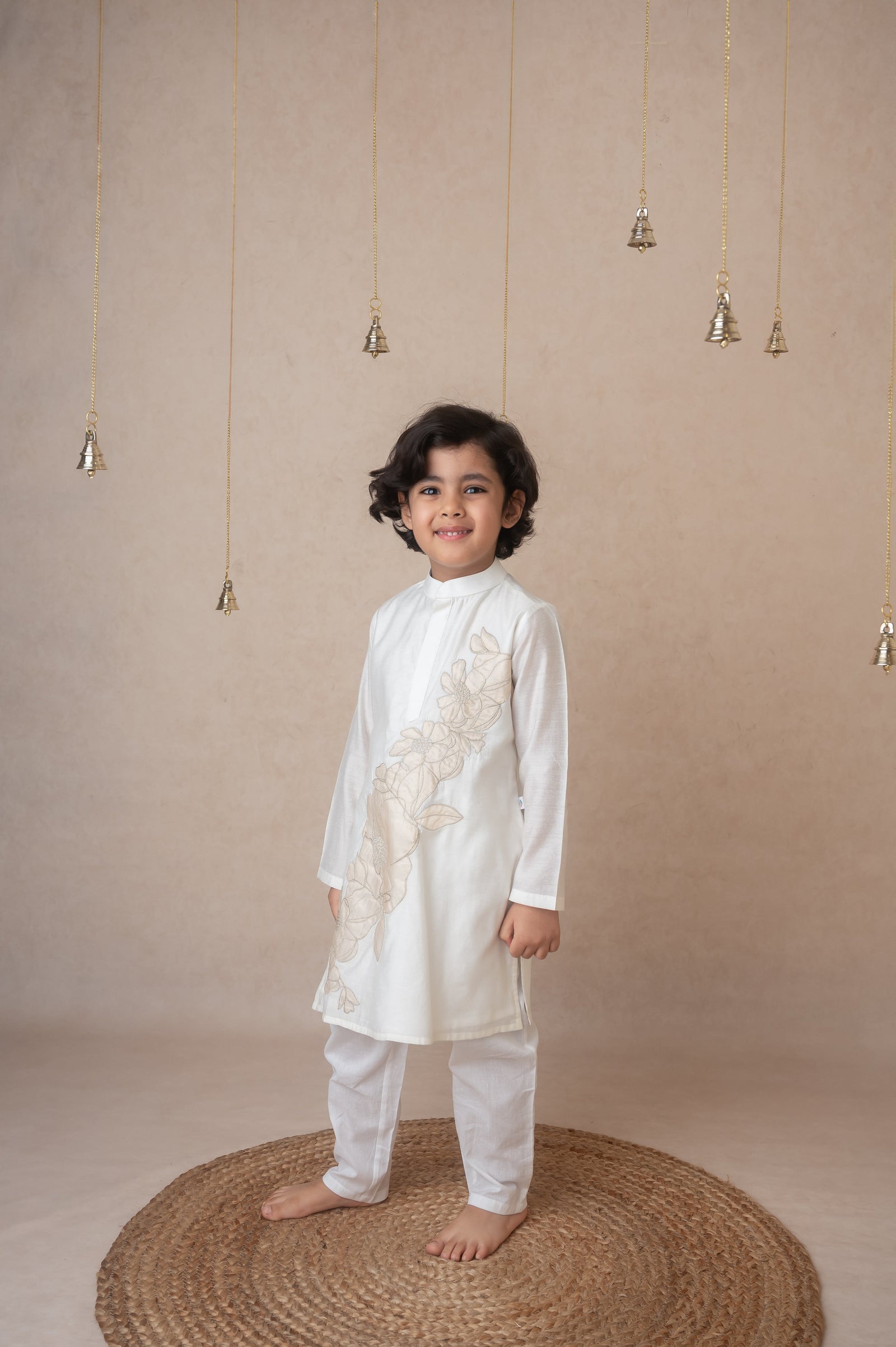 Ivory gold applique kurta set