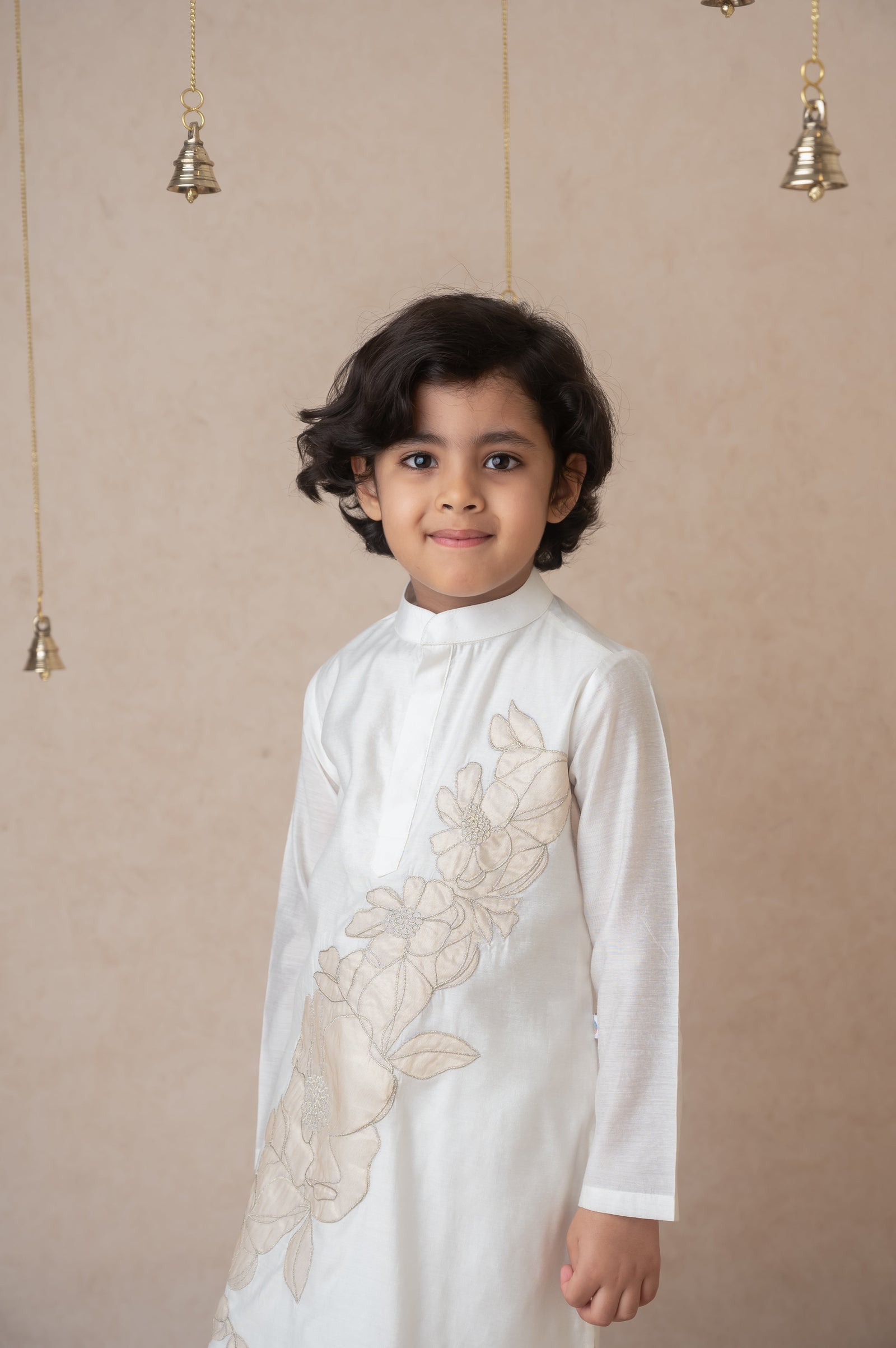 Ivory gold applique kurta set