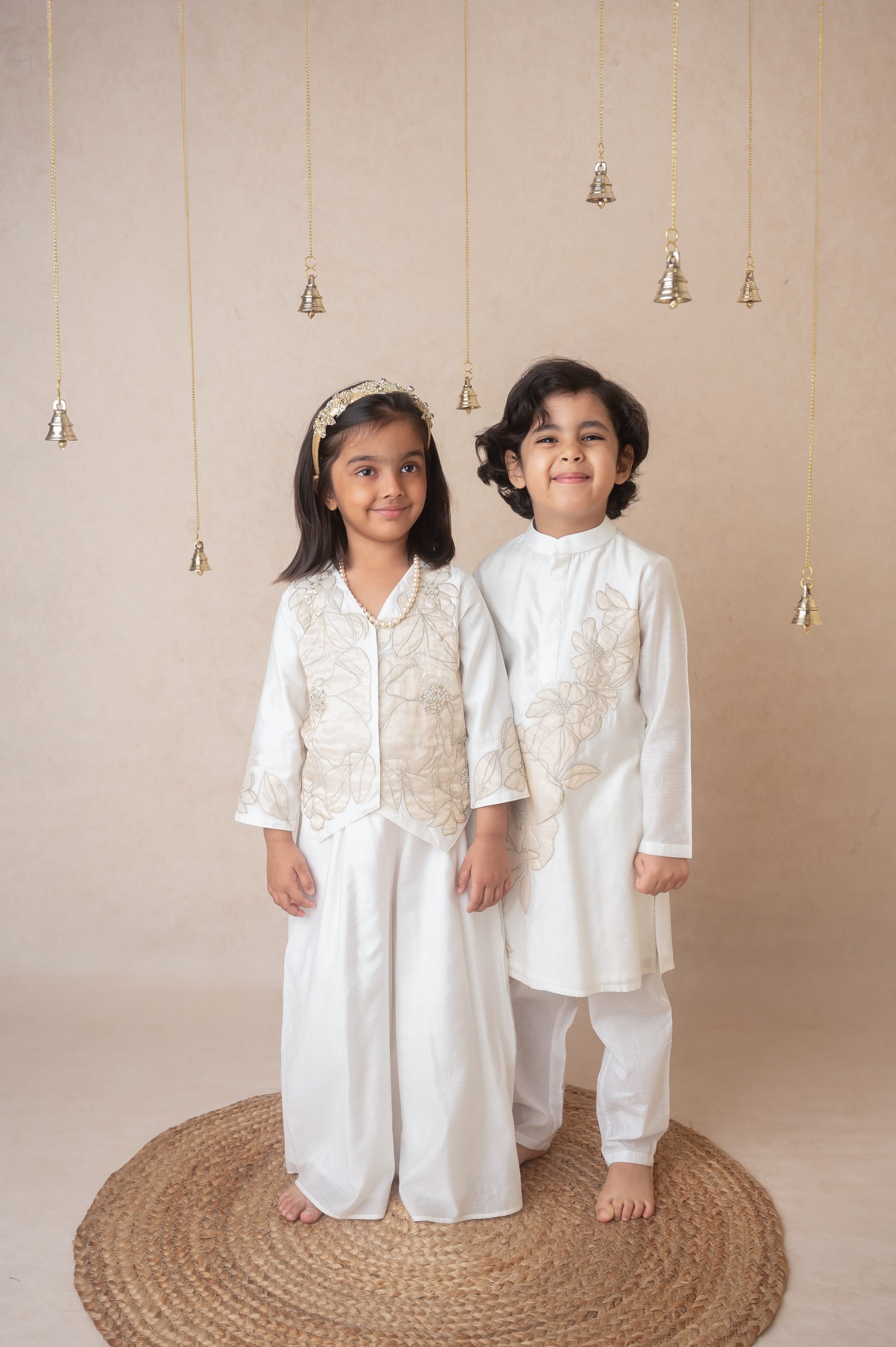 Ivory gold applique kurta set