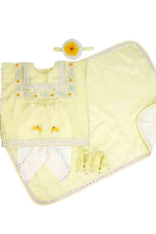 Lemon Embroidered infant girls jamna set