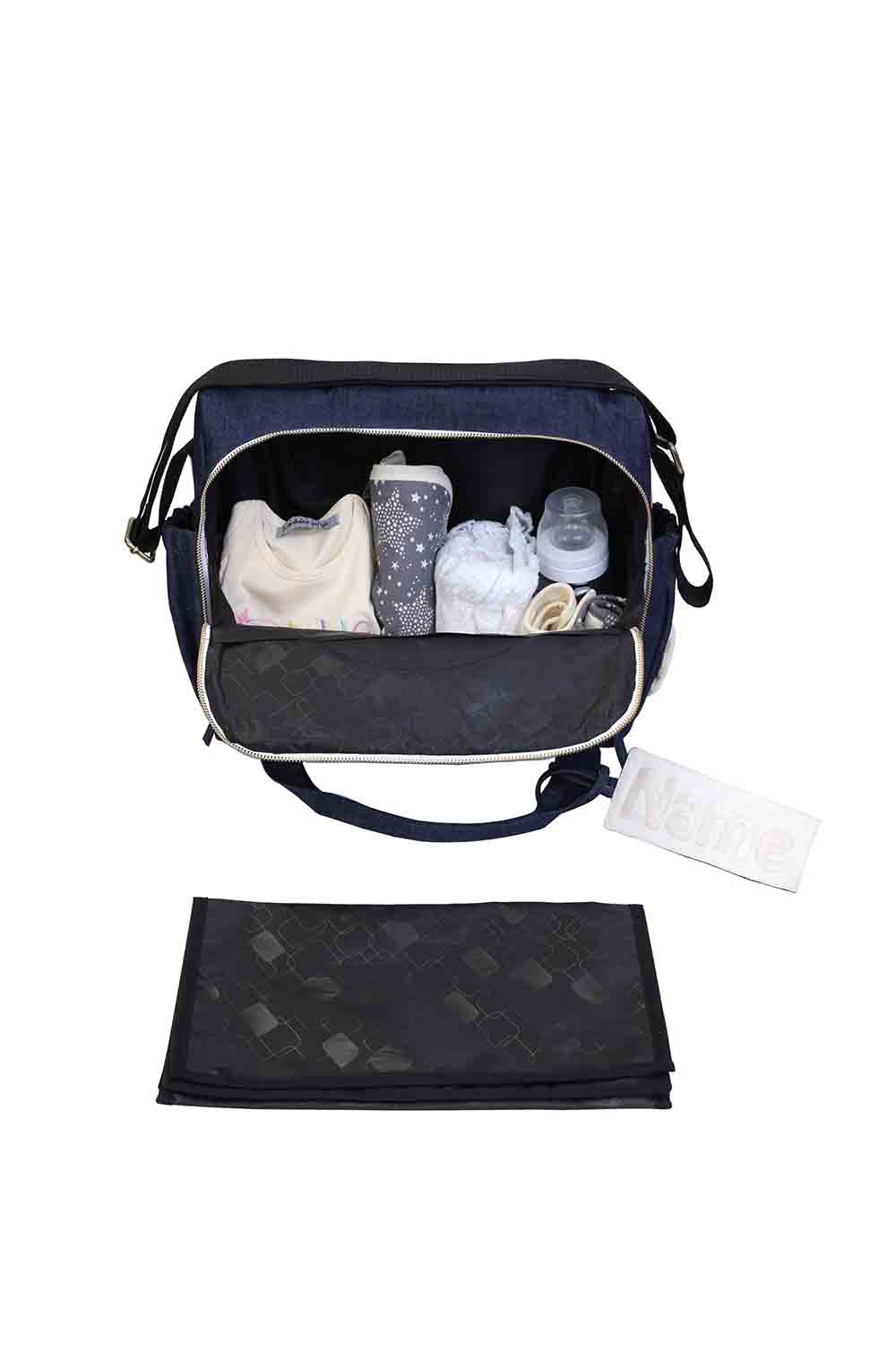  Organic denim lion diaper bag-04