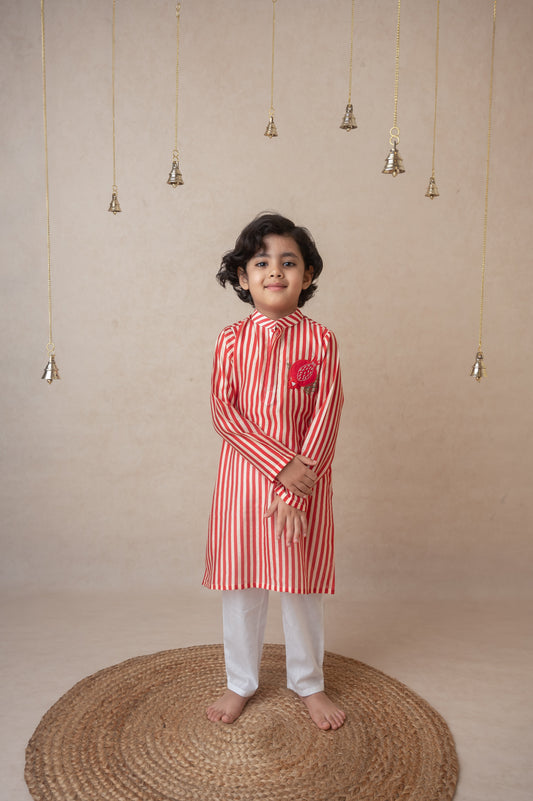 Pomegranate striped kurta set