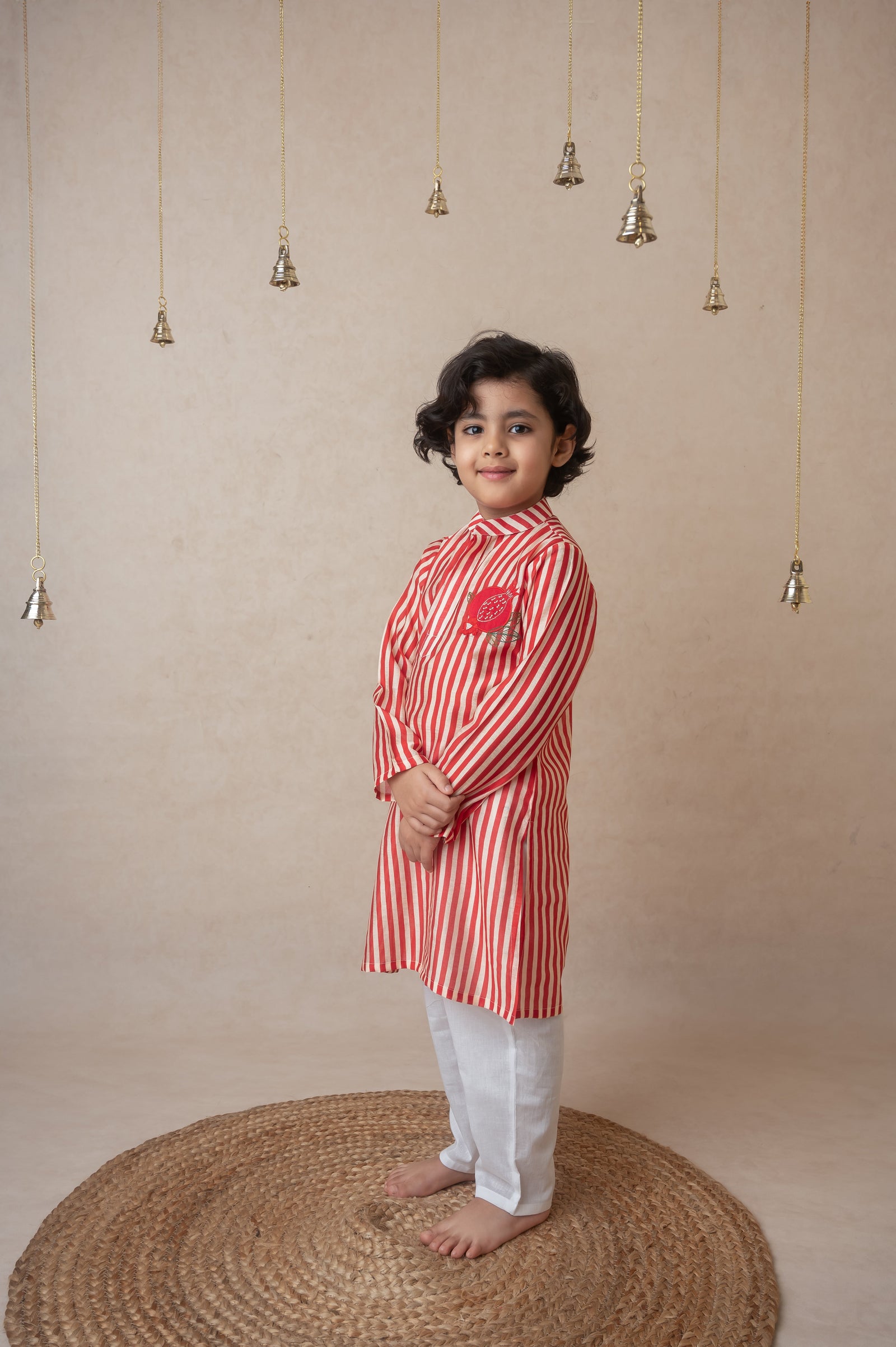 Pomegranate striped kurta set