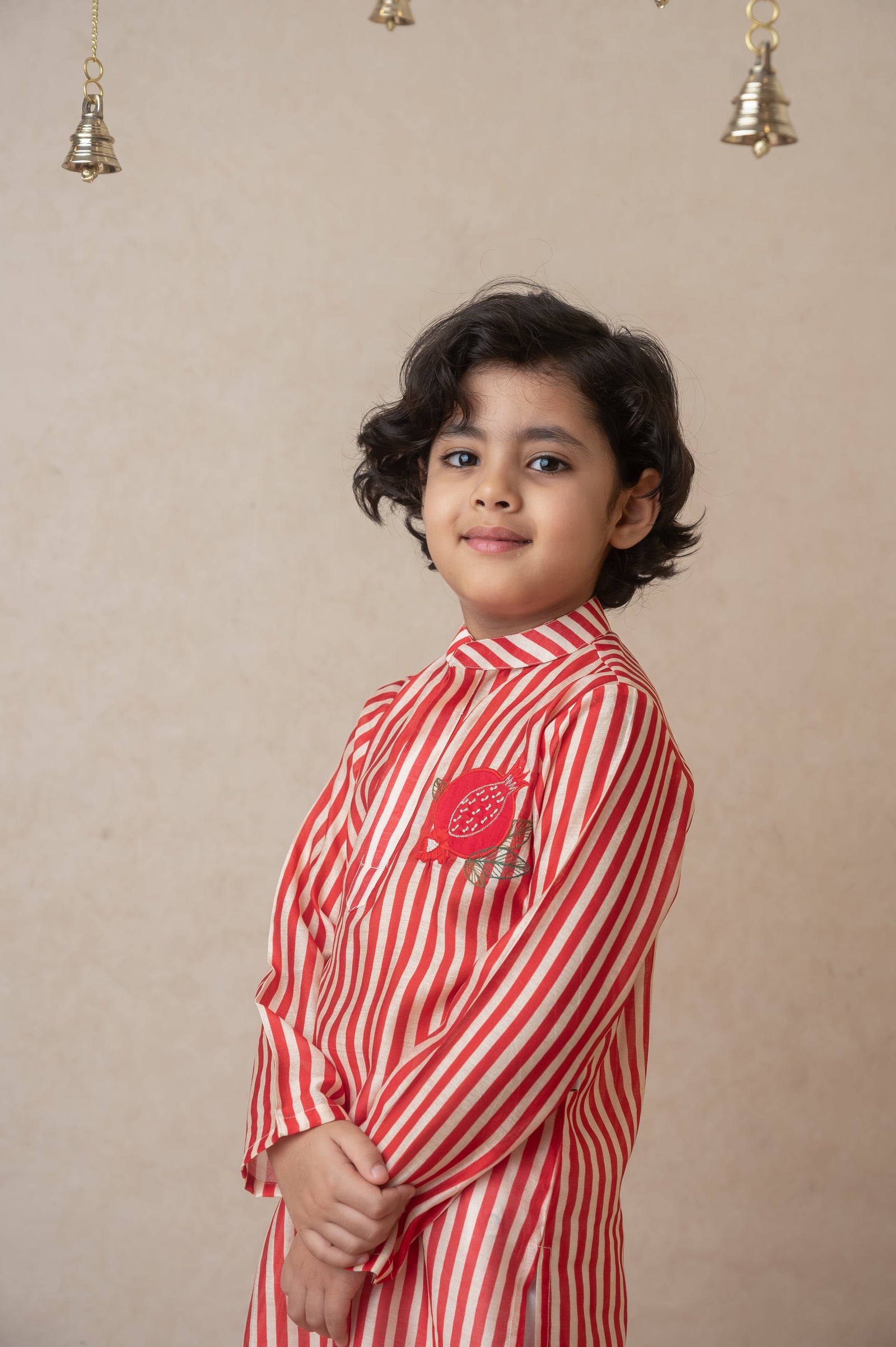 Pomegranate striped kurta set