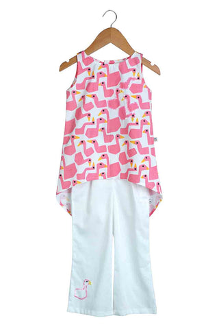 Asymmetric printed pant set for girls