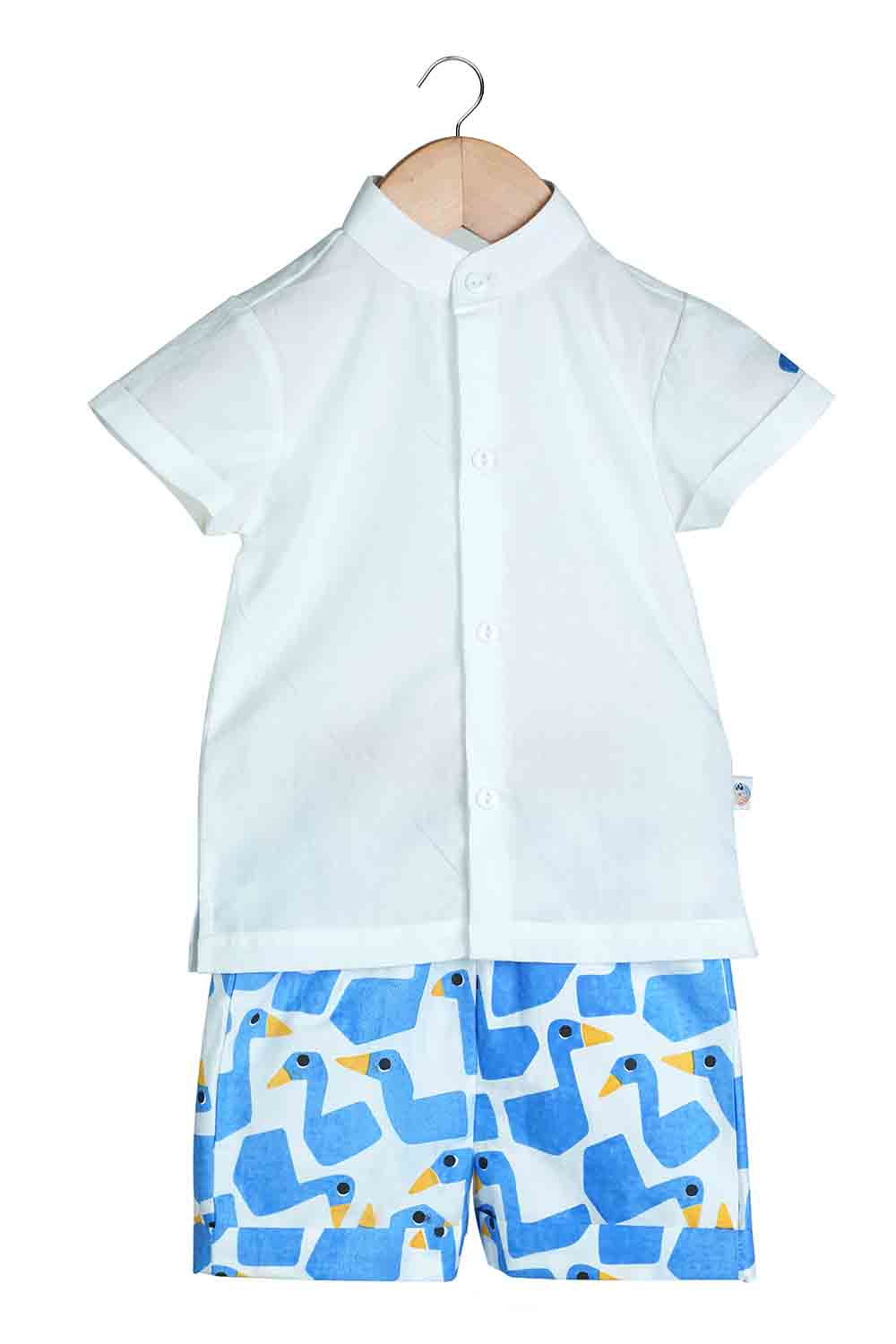 Shirt and printed Blue shorts set for boys