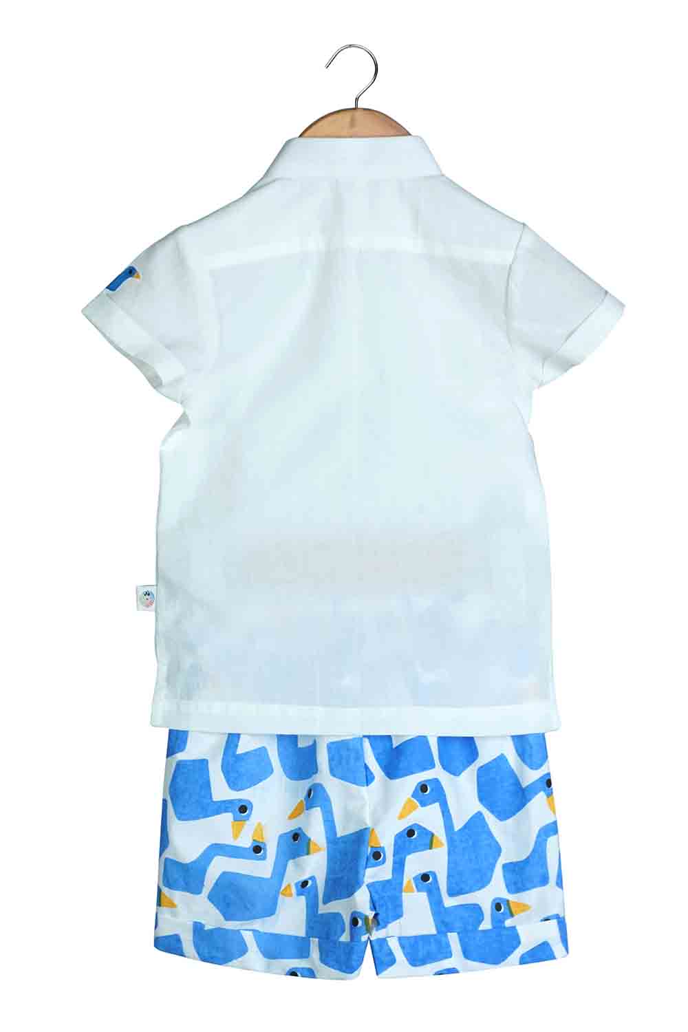 Shirt and printed Blue shorts set for boys