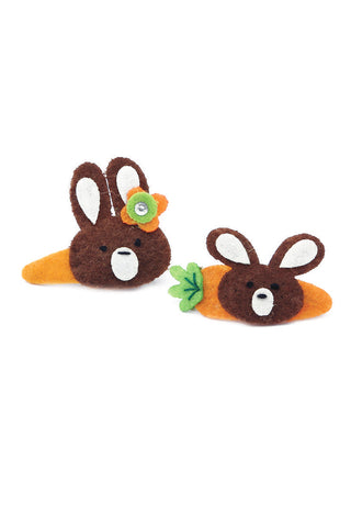 Set of 2 bunny and carrot clips