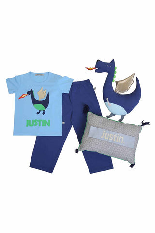 Customized dragon nightsuit and cushion set