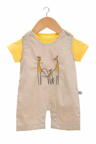 Embroidered giraffe infant boys dungarees