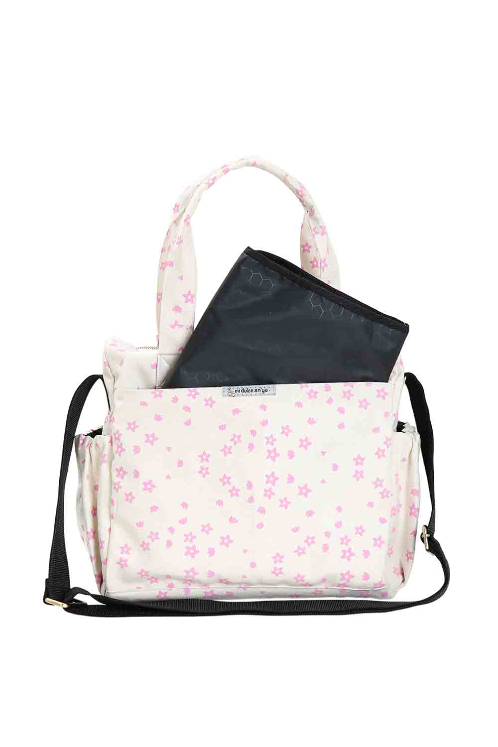 flamingo print embroidered diaper bag-2