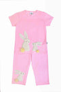 Fluffy embroidered bunny nightsuit for girls