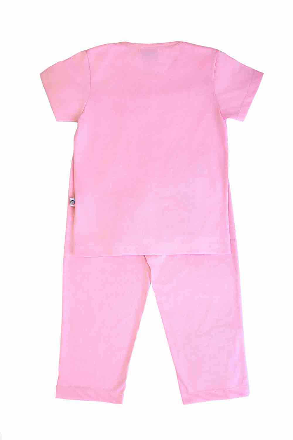 Fluffy embroidered bunny nightsuit for girls