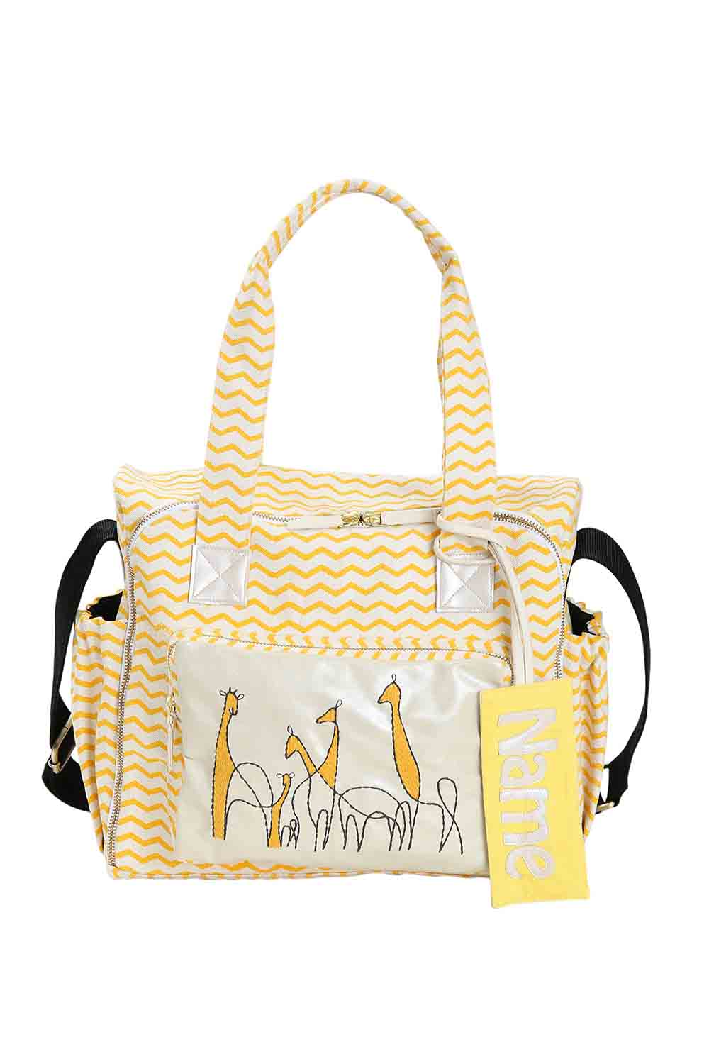 giraffe print embroidered diaper bag-1