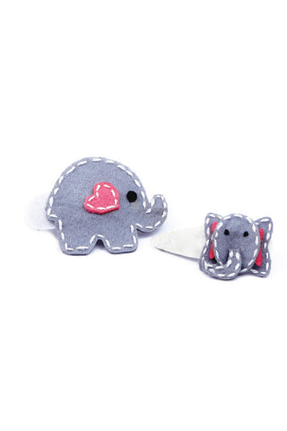 Set of 2 grey, elephant clips