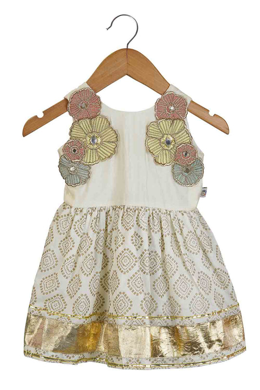 Ivory 3d flower dress