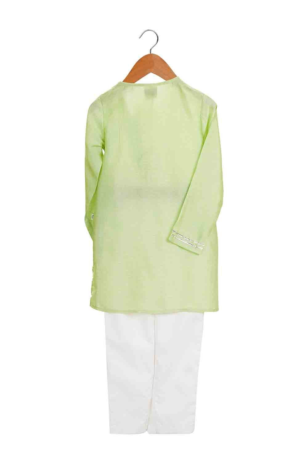 Mint gota kurta with zip for boys