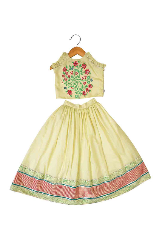 Halter mint floral lehnga for girls