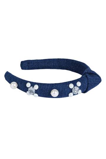 Dark denim embellished hair band