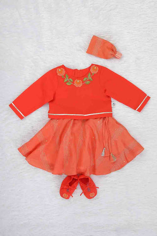 Embroidered infant girls jamna set