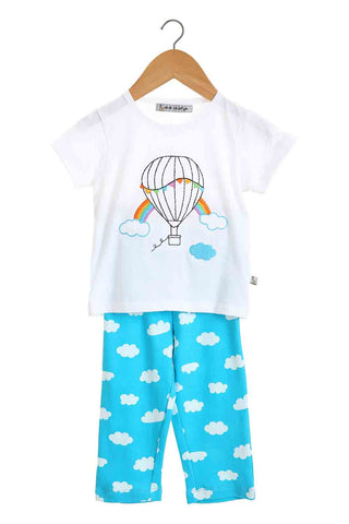 Embroidered parachute clouds girls nightsuit