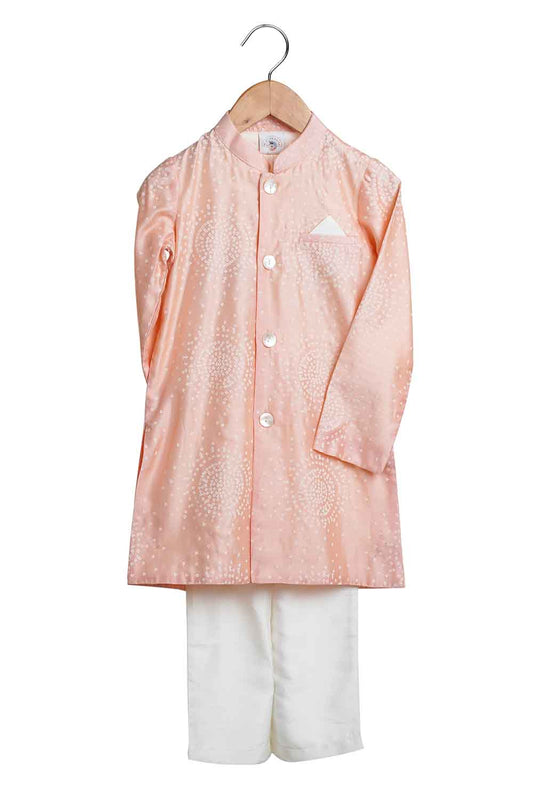 peach bandhej sherwani 1