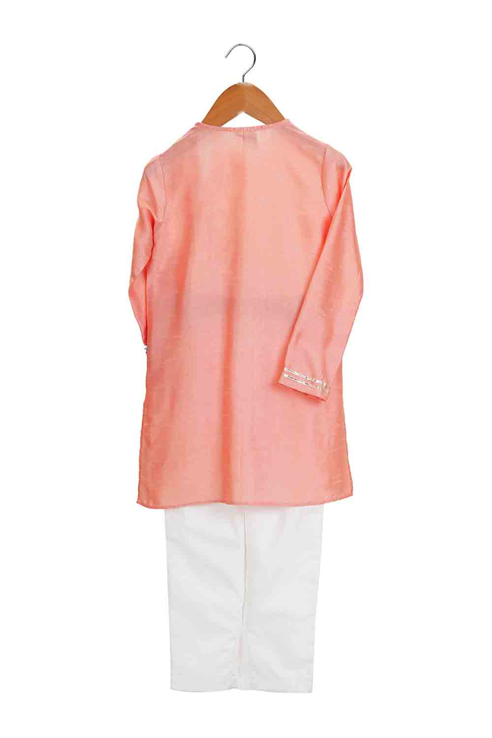 Blush gota kurta with zip for boys