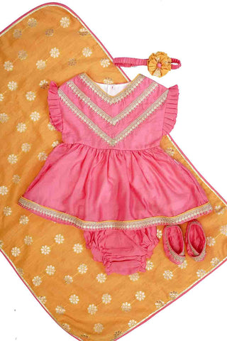 Benarasi pink infant girls jamna