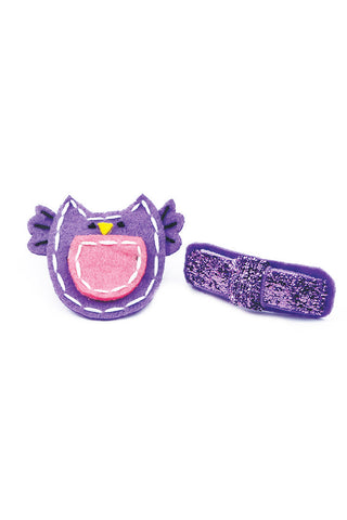 Set of 2 purple owl clips