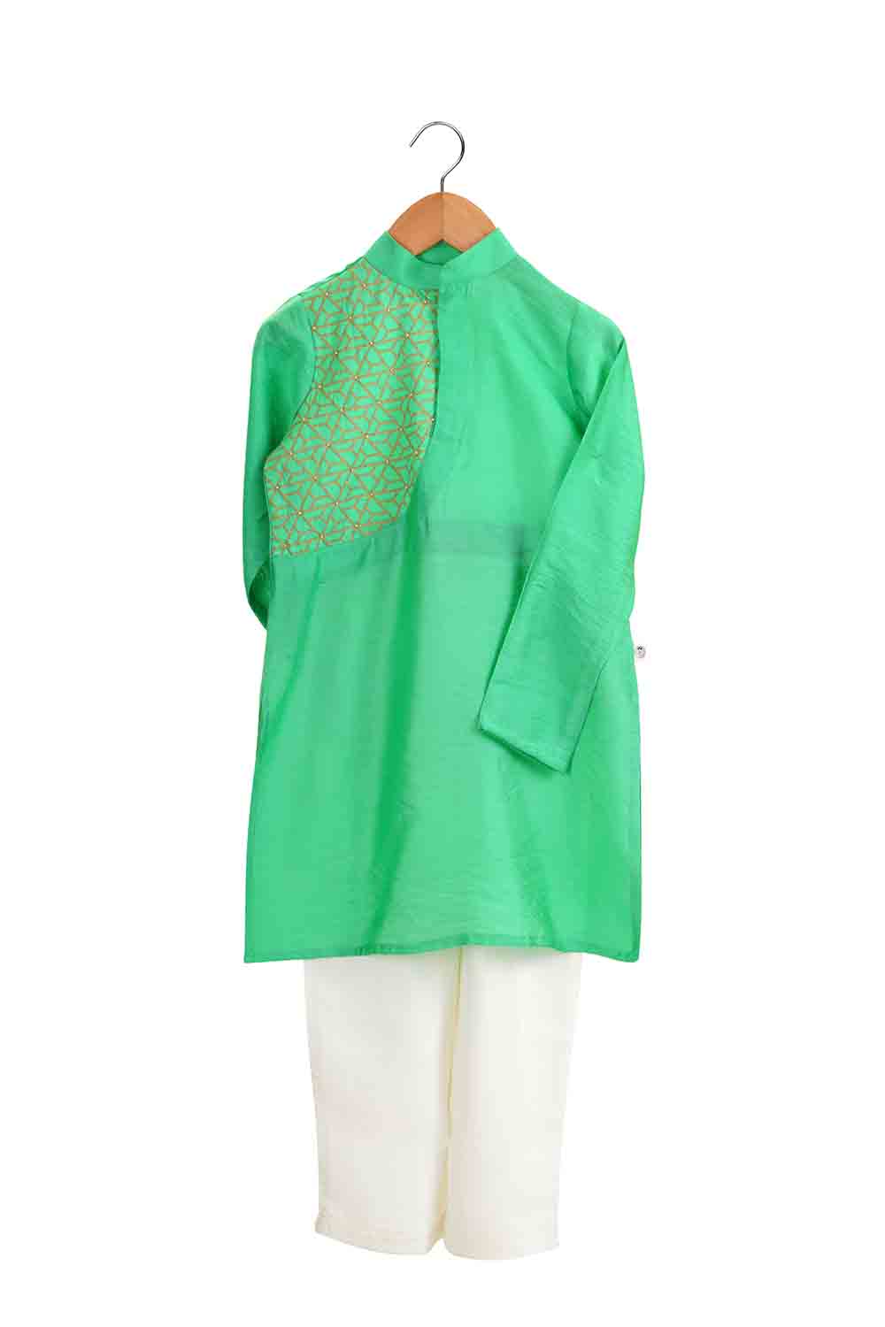 Emerald vibrant applique kurta for infant boys